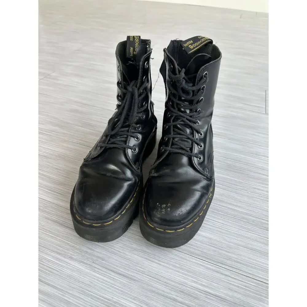 Dr. Martens Jadon Platform Black Polished Smooth Leather Boots Sz 9